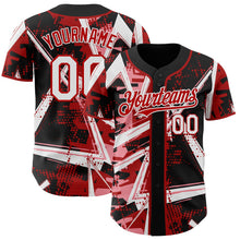 Laden Sie das Bild in den Galerie-Viewer, Uksn Individuelles Schwarz Weiß Mittelrosa-Rot Geometrische Splitter-Punktgitter Authentic Baseball Trikot
