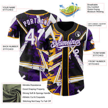 Laden Sie das Bild in den Galerie-Viewer, Uksn Individuelles Schwarz Weiß Gold-Lila Geometrische Splitter-Punktgitter Authentic Baseball Trikot
