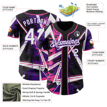 Laden Sie das Bild in den Galerie-Viewer, Uksn Individuelles Schwarz Weiß Pink-Lila Geometrische Splitter-Punktgitter Authentic Baseball Trikot
