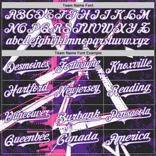 Laden Sie das Bild in den Galerie-Viewer, Uksn Individuelles Schwarz Weiß Pink-Lila Geometrische Splitter-Punktgitter Authentic Baseball Trikot
