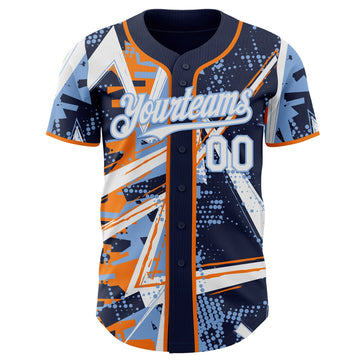 Uksn Individuelles Marineblau Weiß Bay-Orange-Hellblau Geometrische Splitter-Punktgitter Authentic Baseball Trikot