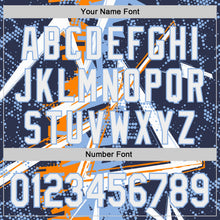 Laden Sie das Bild in den Galerie-Viewer, Uksn Individuelles Marineblau Weiß Bay-Orange-Hellblau Geometrische Splitter-Punktgitter Authentic Baseball Trikot
