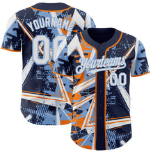Laden Sie das Bild in den Galerie-Viewer, Uksn Individuelles Marineblau Weiß Bay-Orange-Hellblau Geometrische Splitter-Punktgitter Authentic Baseball Trikot
