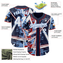 Laden Sie das Bild in den Galerie-Viewer, Uksn Individuelles Marineblau Weiß Rot-Hellblau Geometrische Splitter-Punktgitter Authentic Baseball Trikot
