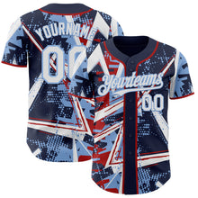 Laden Sie das Bild in den Galerie-Viewer, Uksn Individuelles Marineblau Weiß Rot-Hellblau Geometrische Splitter-Punktgitter Authentic Baseball Trikot
