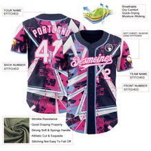 Laden Sie das Bild in den Galerie-Viewer, Uksn Individuelles Marineblau Weiß Hellblau-Pink Geometrische Splitter-Punktgitter Authentic Baseball Trikot
