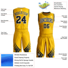 Laden Sie das Bild in den Galerie-Viewer, Uksn Individuelles Gelb Schwarz-Weiß Flügel Boho-Stil Rundhals Sublimationsdruck Basketball Uniform Trikot
