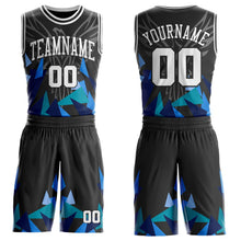 Laden Sie das Bild in den Galerie-Viewer, Uksn Individuelles Schwarz-Weiß Geometrie-Dreieck-Flügel Boho-Stil Rundhals Sublimationsdruck Basketball Uniform Trikot
