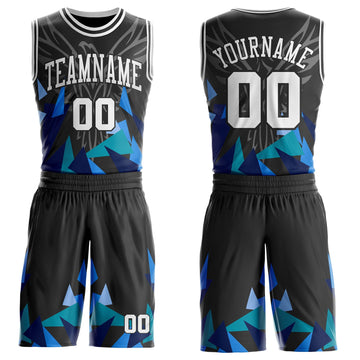 Uksn Individuelles Schwarz-Weiß Geometrie-Dreieck-Flügel Boho-Stil Rundhals Sublimationsdruck Basketball Uniform Trikot