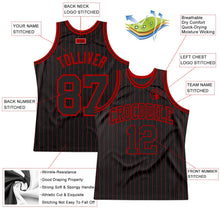 Laden Sie das Bild in den Galerie-Viewer, Uksn Individuelles Schwarz Rote Nadelstreifen Schwarz-Rot Authentic Basketball Trikot
