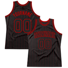Laden Sie das Bild in den Galerie-Viewer, Uksn Individuelles Schwarz Rote Nadelstreifen Schwarz-Rot Authentic Basketball Trikot
