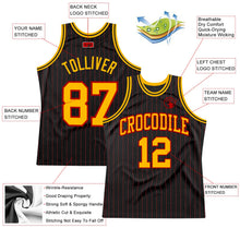 Laden Sie das Bild in den Galerie-Viewer, Uksn Individuelles Schwarz Rote Nadelstreifen Gold-Rot Authentic Basketball Trikot
