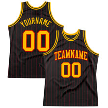 Laden Sie das Bild in den Galerie-Viewer, Uksn Individuelles Schwarz Rote Nadelstreifen Gold-Rot Authentic Basketball Trikot
