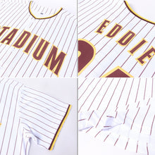 Laden Sie das Bild in den Galerie-Viewer, Uksn Individuelles Weiß Braune Nadelstreifen Braun-Gold Baseball Trikot
