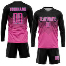 Laden Sie das Bild in den Galerie-Viewer, Uksn Individuelles Pink Schwarz-Hellblau Farbverlauf Quadratmuster Sublimationsdruck Fußballtrikot
