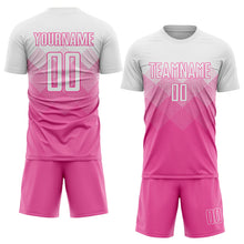 Laden Sie das Bild in den Galerie-Viewer, Uksn Individuelles Pink Weiß Sublimationsdruck Fußballtrikot
