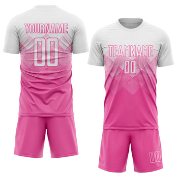 Uksn Individuelles Pink Weiß Sublimationsdruck Fußballtrikot