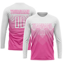 Laden Sie das Bild in den Galerie-Viewer, Uksn Individuelles Pink Weiß Sublimationsdruck Fußballtrikot
