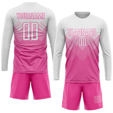 Laden Sie das Bild in den Galerie-Viewer, Uksn Individuelles Pink Weiß Sublimationsdruck Fußballtrikot
