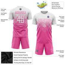 Laden Sie das Bild in den Galerie-Viewer, Uksn Individuelles Pink Weiß Sublimationsdruck Fußballtrikot
