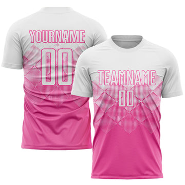 Uksn Individuelles Pink Weiß Sublimationsdruck Fußballtrikot