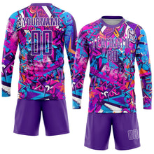 Laden Sie das Bild in den Galerie-Viewer, Uksn Individuelles Graffiti-Muster Lila-Weiß Sublimationsdruck Fußballtrikot
