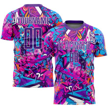 Laden Sie das Bild in den Galerie-Viewer, Uksn Individuelles Graffiti-Muster Lila-Weiß Sublimationsdruck Fußballtrikot
