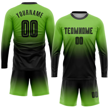 Uksn Individuelles Neongrün Schwarz Sublimationsdruck Langarm Farbverlauf Fußballtrikot