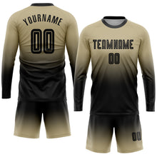 Laden Sie das Bild in den Galerie-Viewer, Uksn Individuelles Vegas-Gold Schwarz Sublimationsdruck Langarm Farbverlauf Fußballtrikot
