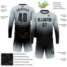 Laden Sie das Bild in den Galerie-Viewer, Uksn Individuelles Silber Schwarz Sublimationsdruck Langarm Farbverlauf Fußballtrikot
