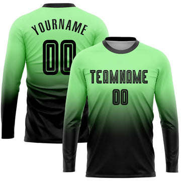 Uksn Individuelles Erbsengrün Schwarz Sublimationsdruck Langarm Farbverlauf Fußballtrikot