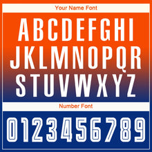 Laden Sie das Bild in den Galerie-Viewer, Uksn Individuelles Orange Weiß-Königsblau Sublimationsdruck Langarm Farbverlauf Fußballtrikot
