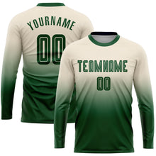 Laden Sie das Bild in den Galerie-Viewer, Uksn Individuelles Cream Grün Sublimationsdruck Langarm Farbverlauf Fußballtrikot
