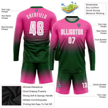Laden Sie das Bild in den Galerie-Viewer, Uksn Individuelles Pink Weiß-Grün Sublimationsdruck Langarm Farbverlauf Fußballtrikot
