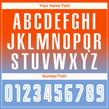 Laden Sie das Bild in den Galerie-Viewer, Uksn Individuelles Orange Weiß-Hellblau Sublimationsdruck Langarm Farbverlauf Fußballtrikot
