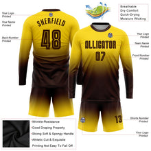 Laden Sie das Bild in den Galerie-Viewer, Uksn Individuelles Gold Braun Sublimationsdruck Langarm Farbverlauf Fußballtrikot
