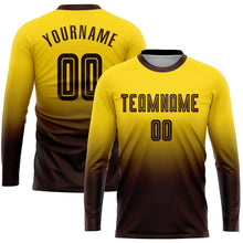 Laden Sie das Bild in den Galerie-Viewer, Uksn Individuelles Gold Braun Sublimationsdruck Langarm Farbverlauf Fußballtrikot
