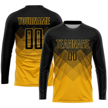 Laden Sie das Bild in den Galerie-Viewer, Uksn Individuelles Gold Schwarz Sublimationsdruck Fußballtrikot
