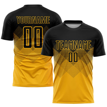 Uksn Individuelles Gold Schwarz Sublimationsdruck Fußballtrikot
