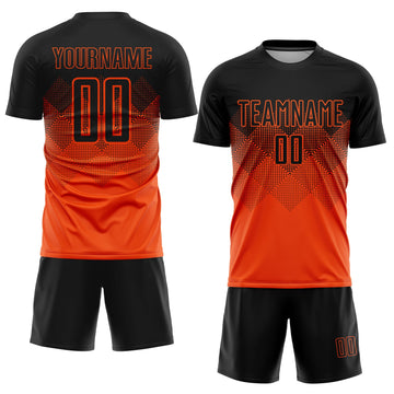 Uksn Individuelles Orange Schwarz Sublimationsdruck Fußballtrikot