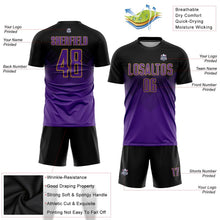 Laden Sie das Bild in den Galerie-Viewer, Uksn Individuelles Schwarz Lila-Altgold Sublimationsdruck Fußballtrikot
