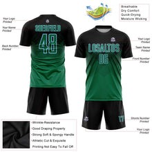 Laden Sie das Bild in den Galerie-Viewer, Uksn Individuelles Schwarz Kelly-Grün-Hellblau Sublimationsdruck Fußballtrikot
