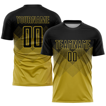 Uksn Individuelles Altgold Schwarz Sublimationsdruck Fußballtrikot