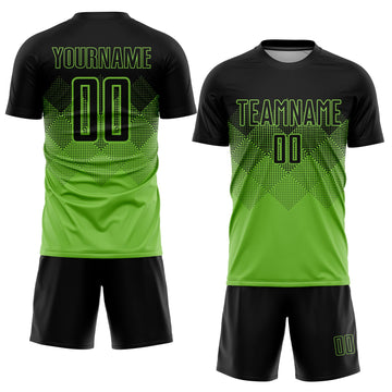 Uksn Individuelles Neongrün Schwarz Sublimationsdruck Fußballtrikot