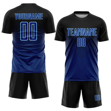 Uksn Individuelles Schwarz US-Marineblau-Hellblau Sublimationsdruck Fußballtrikot