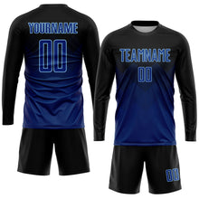 Laden Sie das Bild in den Galerie-Viewer, Uksn Individuelles Schwarz US-Marineblau-Hellblau Sublimationsdruck Fußballtrikot
