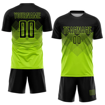 Uksn Individuelles Neongrün Schwarz Sublimationsdruck Fußballtrikot