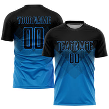 Laden Sie das Bild in den Galerie-Viewer, Uksn Individuelles Blau Schwarz Sublimationsdruck Fußballtrikot
