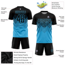 Laden Sie das Bild in den Galerie-Viewer, Uksn Individuelles Himmelblau Schwarz Sublimationsdruck Fußballtrikot
