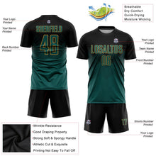 Laden Sie das Bild in den Galerie-Viewer, Uksn Individuelles Schwarz Mitternachtsgrün-Altgold Sublimationsdruck Fußballtrikot
